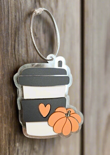 black & cream pumpkin spice latte bag tag keychain ornament - 0