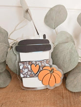 Load image into Gallery viewer, ghosts &amp; pumpkins pumpkin spice latte bag tag keychain ornament - 1