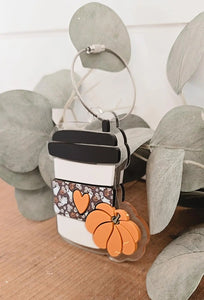 ghosts & pumpkins pumpkin spice latte bag tag keychain ornament - 4