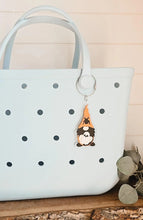 Load image into Gallery viewer, Halloween Gnome Holding Ghost Bag Tag Keychain (BT6)