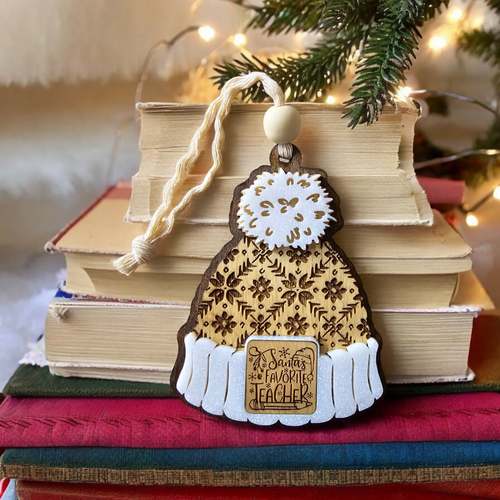 Santa's Favorite Teacher Beanie Ornament