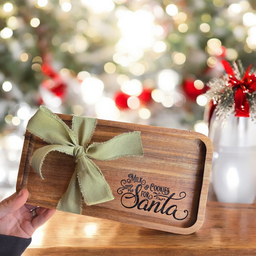 Milk & Cookies for Santa Wooden Tray